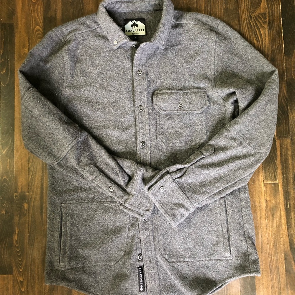 Men’s Coalatree Organics 100% Wool Gray Shirt Jacket Button Up Size L